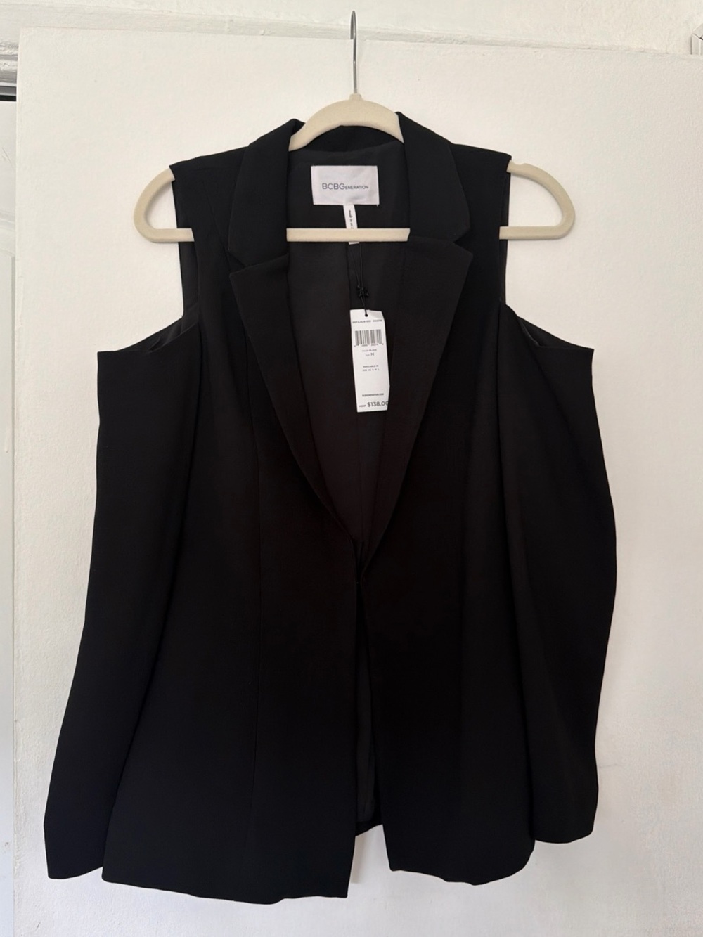 BCBGeneration Black Sleeveless Blazer with Notch Lapel